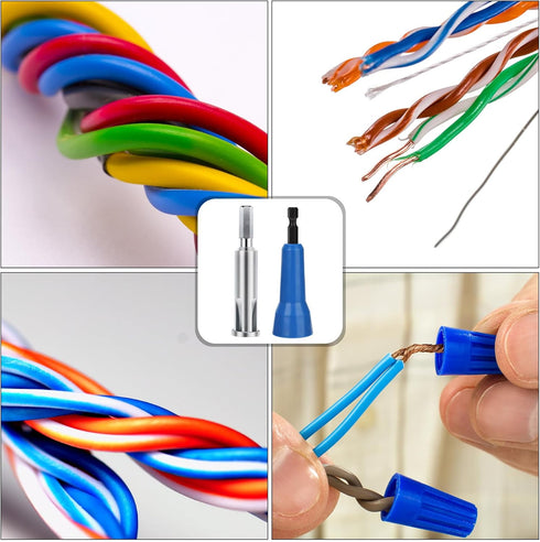 2pcs Wire Twister Tool for Drill, 2 Sizes Quick Wire Twisting Spinner Tool Machine with 1/4" Chuck Electrical Cable Wire Stripper Nut Twister Driv...