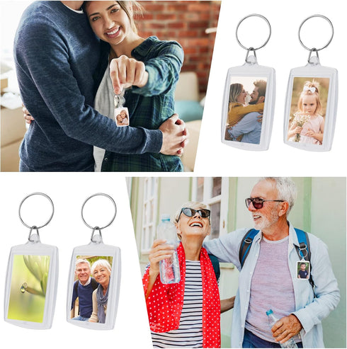 10PCS Acrylic Photo Picture Keychains Blank Photo Keyrings Double Sided Picture Holder With Split Ring Clear Personalised Diy Craft Art Projects P...