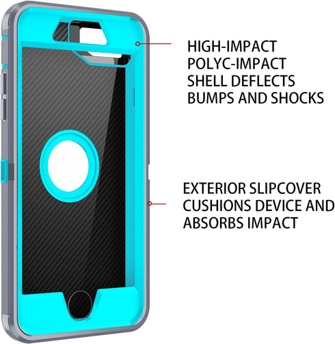 for iPhone SE 2022/2020 Case,Built-in Screen Protector,Shockproof 3-Layer Full Body Protection Rugged Heavy Duty High Impact Hard Cover Case for i...