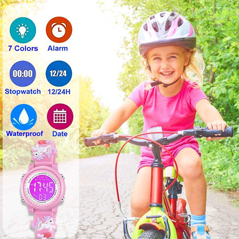 Venhoo Kids Watches 3D Cartoon Waterproof 7 Color Lights Toddler Wrist Digital Watch with Alarm Stopwatch for 3-10 Year Girls Little Child...