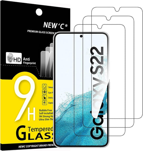 NEW'C [3 Pack Designed for Samsung Galaxy S22 5G, Screen Protector Tempered Glass, Case Friendly Anti Scratch Bubble Free Ultra Resistant...