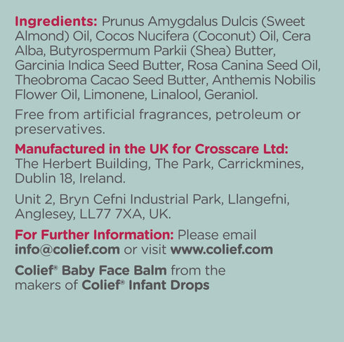 Colief Baby Face Balm | 100% Natural Ingredients | Gently Soften & Moisturize Baby's Dry Skin | Contains Shea Butter, Chamomile, Rosehip Oil, Coco...