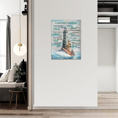 Lighthouse Wall Art Nautical Decor Coastal Ocean Pictures Wall Decor Lighthouse Christian Scriptures Canvas Painting Prints I Can Only Imagine Mod...