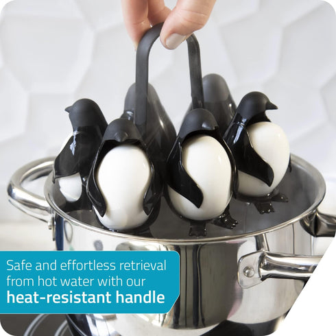 Peleg Design Egguins 3-in-1 Cook, Store and Serve Egg Holder, Penguin-Shaped Boiled Egg Cooker for Making Soft or Hard Boiled Eggs, Eggies, Holds ...