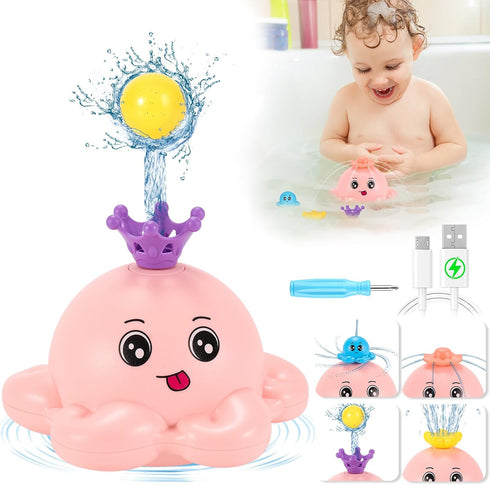 4 Modes Octopus Bath Toys, Rechargeable Baby Bath Toys, Light Up Bath Toys Sprinkler Bathtub Toys for Toddlers Infant Kids, Automatic Spray Water ...