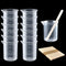 Coopay 12 Pack 100ml/3.4oz Plastic Beakers Epoxy Mixing Cups, Plastic Graduated Cups Clear Multipurpose Measuring Cups with 50 Pack Wooden Stirrin...