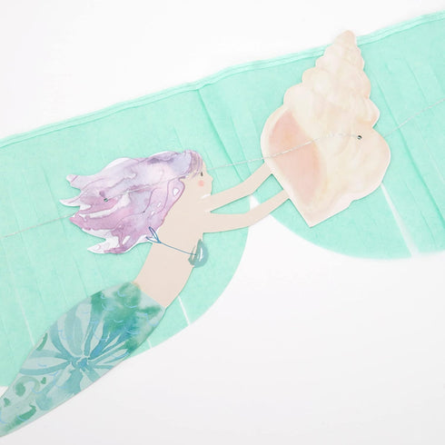 Meri Meri Mermaid Fringe Party Banner (Pack of 2), 8.5' Party Garland Including Excess Cord, Mermaid Party Decorations...