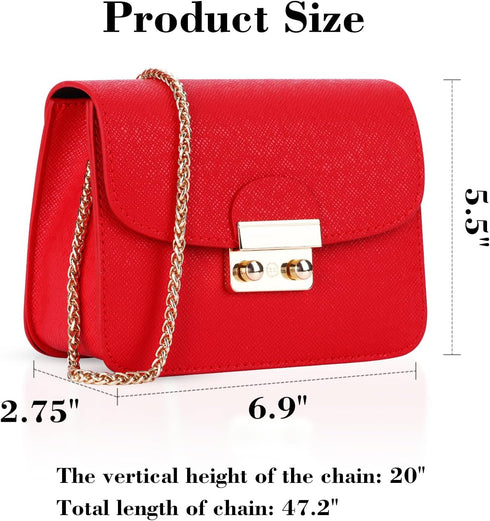 Crossbody Bag for Women Vegan Leather Handbag Fashion Sling Shoulder Purse with Chain...