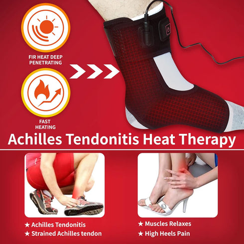 CREATRILL Heated Achilles Tendonitis/Plantar Fasciitis Foot Ankle Wrap With 3 Level Controller, Pad for moist heat Therapy, injuries Pain Relief f...