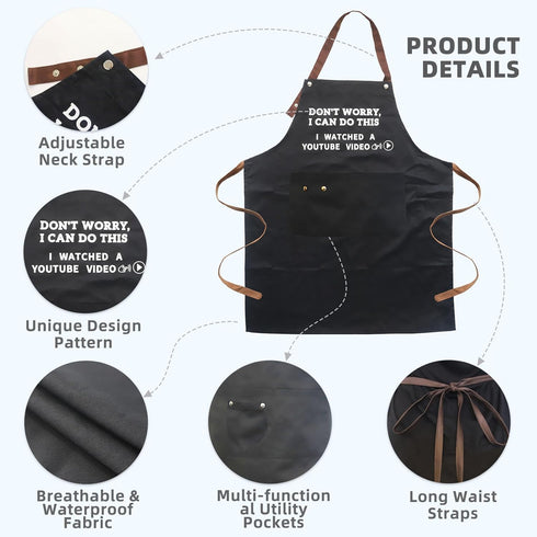 Cooking Chef Apron for Men, Funny Apron Gifts for Men with 3 Pockets Adjustable Neck Strap Grilling Kitchen BBQ Dad Apron-Birthday Christmas Gifts...