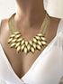 African Bib Choker Necklaces Earring Sets Chunky Tribal Style Statement Necklace African Layered Collar Necklace for Women - Gold...