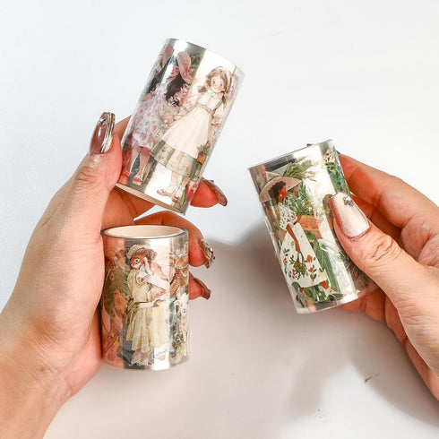 Idyllic PET Washi Tape Set - 6 Roll Wide PET Tape for Scrapbook Supplies,Character Decorative Girls Sticker,Aquarelle Stickers, Bullet Journals Ma...