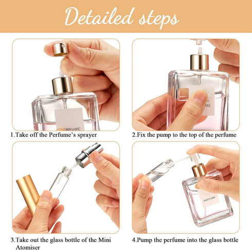 14 Pieces Travel Perfume Mini Refillable Spray Perfume Bottle Portable Perfume Bottle with 10 Pieces Perfume Refill Pump Perfume Dispenser Pump Tr...