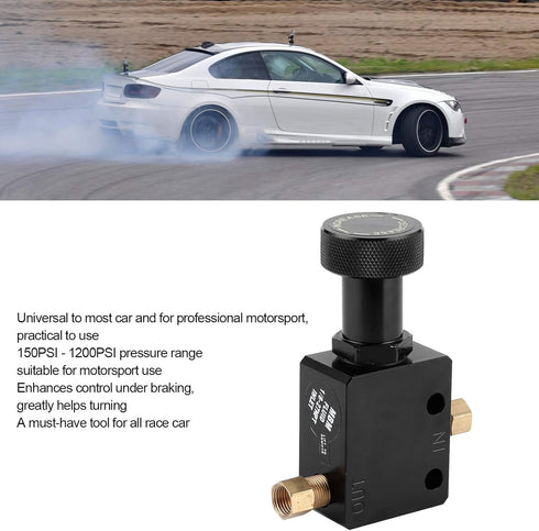 Brake Proportioning Valve, Aluminium Alloy Universal Brake Proportional Valve Adjustable In Line Disc Drum Brakes 150PSI?1200PSI Pressure Range, U...