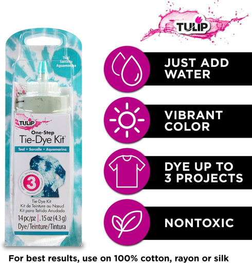 Tulip One-Step Tie-Dye Kit, Vibrant Colors for Fabric 4 fl oz, Teal...