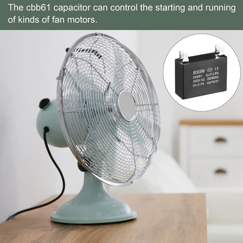 YOKIVE CBB61 Run Capacitor, 450V AC 5uF 50/60Hz Double Insert Run Round Capacitor, Low Loss, Great for Washing Machines Motor (Black)...