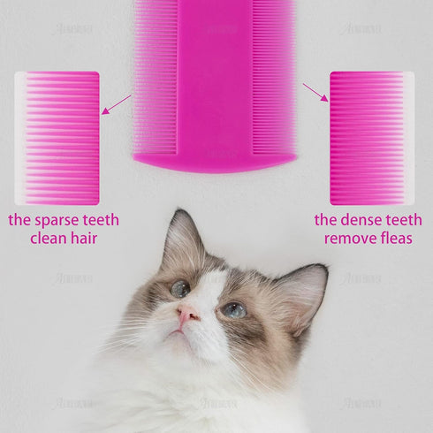 AUEAR, 12 Pack Pet Flea Lice Combs Double Sided Fine Tooth Dogs Cats Grooming Combs Remove Float Hair Tear Marks Tick Removal Tool (6 Colors)...