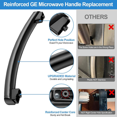 Upgraded WB15X24435 Microwave Door Handle Compatible with General Electric GE Microwave Handle Replacement, Black GE Microwave Door Handle JVM1540...