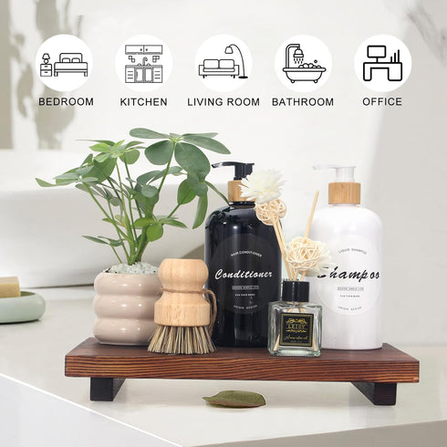 Wooden Bathroom Counter Tray Organizer Kitchen Soap Sink Tray Decor Farmhouse Wood Risers Modern Dish Soap Dispenser Holder Pedestal Stand Bathroo...