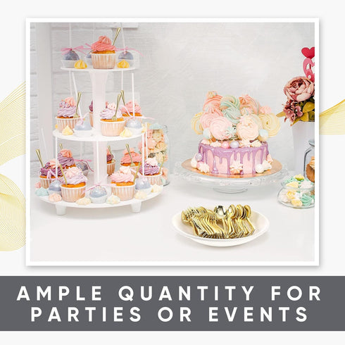 Gold Plastic Silverware Set, Plastic Gold Cutlery Utensils 4 Inch Tasting Gold Mini Forks and Spoons for Ice Cream Sample Desserts Sampling Puddin...