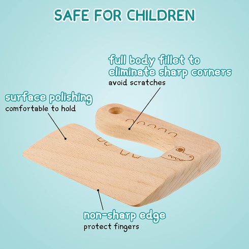 Sosation 2 Pieces Wooden Kids Knife for Cooking, Children's Safe Knives Wooden Kids Knife for Cooking and Cutting Veggies Fruits, Christmas Gift C...