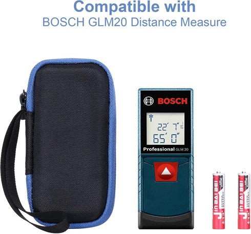 co2CREA Hard Case compatible with Bosch GLM 20 Compact Blaze 65' Distance Measure (Black Case + Inside Blue + Blue Zipper)...