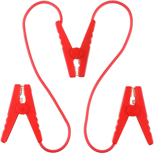 Electric Fence Jump Jumper Wires Alligator Clips Cable Connect and Fencing System Wire Electric Fence Jump with 3 Clips in Red Color...