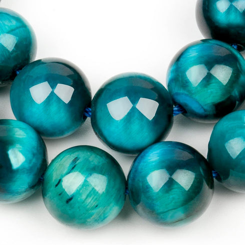 Aquamarine Tiger's Eye 10mm Round Beads, 35 Pcs Natural Stone Gemstone Beads for Jewelry Making, DIY Crafts, Bracelets, Necklaces, and Earrings...