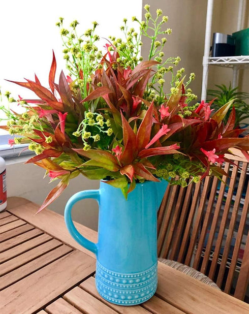 Artificial Flowers 8PCS Fake Red Spray Morning Glory Plants Shrubs Greenery Bouquet for Your Home Kitchen Table Centerpieces Arrangements Indoor O...