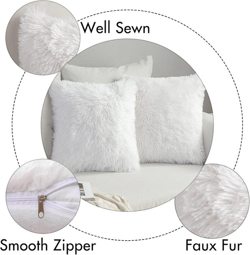 MIULEE Pack of 2 Decoration Luxury Faux Fur Throw Pillow Covers Winter Cute Deluxe Decorative Plush Pillow Case Cushion Cover Shell for Sofa Bedro...