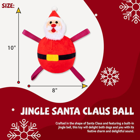 Christmas Dog Toys - Santa Claus Toys for Dog, Dog, Jingle and Rope Santa Xmas Toy for Small Medium Large Puppy, Tug of War & Fetch Play...