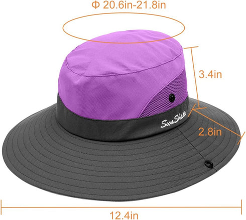 IYEBRAO 2 Pieces Kids Sun Hat with Ponytail Hole UPF 50 Summer Cap for Girls Beach ? Fishing...