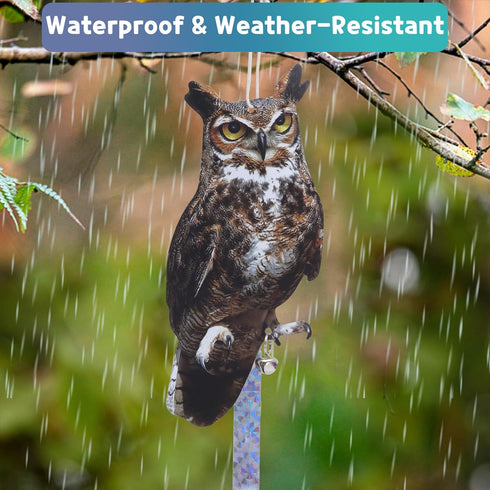 Bird Scarer, 2Pack Fake Owl Hanging Owl to Keep Birds Away Reflective Hanging Bird Decoration to Keep Birds Away from Garden Patio Windows...