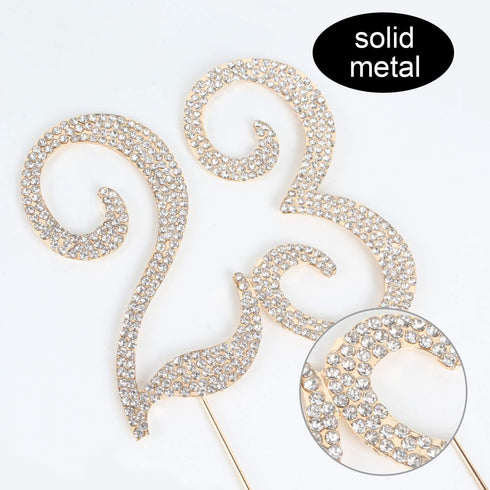 23 Years Birthday Cake Topper - New Best Crystal Rhinestone 23rd Wedding Anniversary Or 23 Years Old Cake Topper Party Decoration Gold...