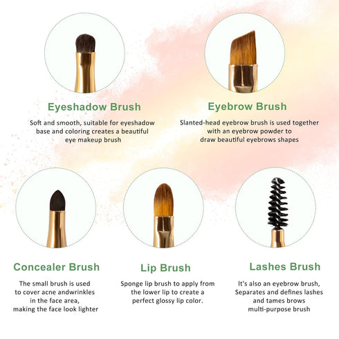 Eye Makeup Brush Set, Travel Size Makeup Brush Eyebrow Makeup Brushes for Eyeshadow, Concealer, Lashes, Lip, 5 Piece Set...