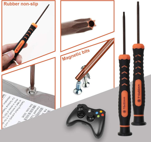 13pcs Torx Security Screwdriver Repair Tool Kit T2 T3 T4 T5 T6H T8H T10H Phillips 1.5 2.0 Screwdrivers S2 Steel For Xbox One Xbox 360 Controller P...