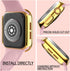 Hankn 44mm Hard Plated Case for Apple Watch Series 6/5/4 - Tempered Glass Screen Protector, Full Coverage Shockproof Bumper, Gold...
