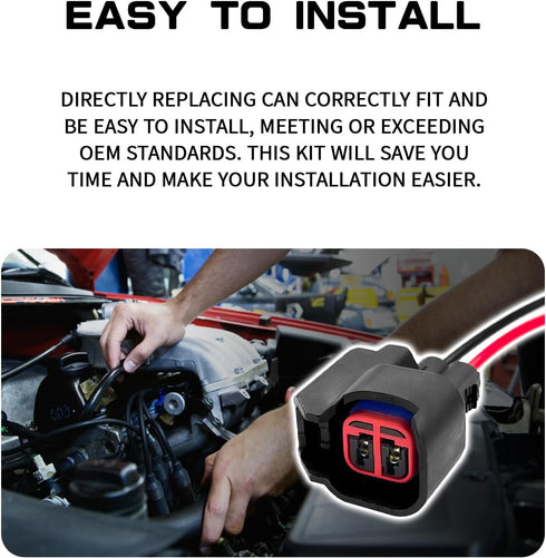 2 PCS EV6 EV14 Fuel Injector Connector, Fuel Injector Pigtail Connector Wiring Harness, Universal Automotive Accessories EV1 Fuel Injector Socket ...