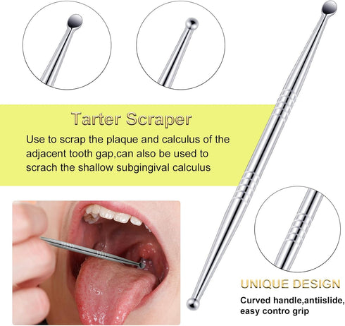 Tonsil Stone Removal Set Includes 1 Stainless Steel Tonsil Stone Removal Tool, 1 Tonsil Stone Remover with LED Light, 100 Long Swabs and 1 Curved ...