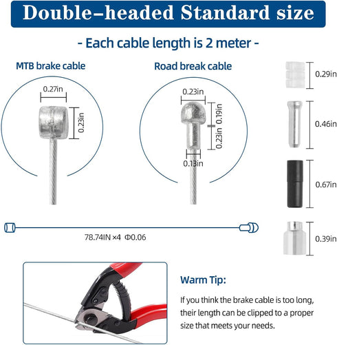 4Pcs Universal Bike Brake Cable Set, Standard Bicycle Brake Cable, Replaceable Brake Inner Wire Cable,Professional Bicycle Brake Line For MTB Moun...