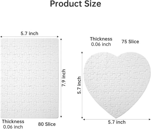 6 Sets Sublimation Puzzle Blanks in Rectangle Heart, Blank Sublimation A5 Jigsaw Puzzle for Kids, Sublimation Blanks Products for Heat Press DIY C...