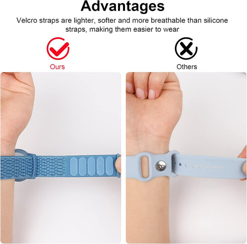 Kids Wristband Compatible with Apple AirTag, Protective Case for Air Tag GPS Tracker Holder with Nylon Bracelet, Adjustable Anti Lost Watch Band f...