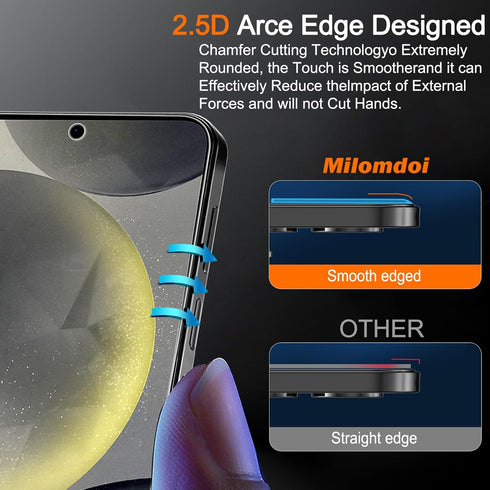 Milomdoi 4 Pack Screen Protector for Samsung Galaxy S24 6.2 Inch with 4 Pack Tempered Glass Camera Lens Protector, Ultra 9H Accessories, Case Frie...