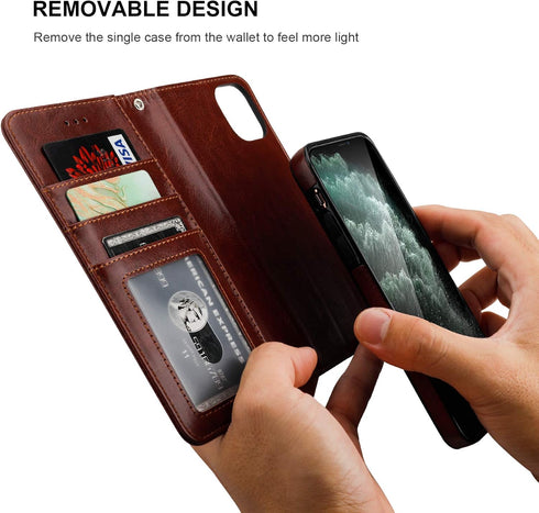 Bocasal for iPhone 11 Pro Max Wallet Case with Card Holder PU Leather Magnetic Detachable Kickstand Shockproof Wrist Strap Removable Flip Cover fo...