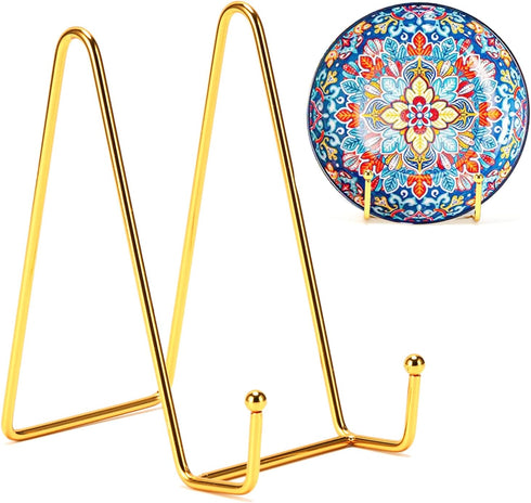6 Inch Plate Stands for Display, 3 Pack Plate Holder Display Stand, Gold Metal Frame Easel Holder Stand for Pictures,Book, Photo, Decorative Plate...