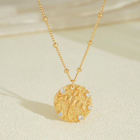 Fettero 14K Gold Plated Coin Pendant Necklace for Women | Ocea Sea Bohemian Necklace | Animal Flower Adjustable Chain Necklaces | CZ Dainty Gold N...