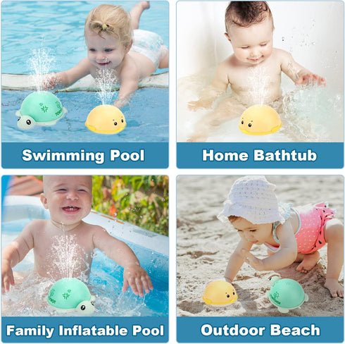 OENUX Baby Bath Toys,Spray Water Bath Toys for Toddlers,Light Up Bathtub Toys with LED Light,Auto Induction Sprinkler Swimming,Pool,Bathroom,Showe...
