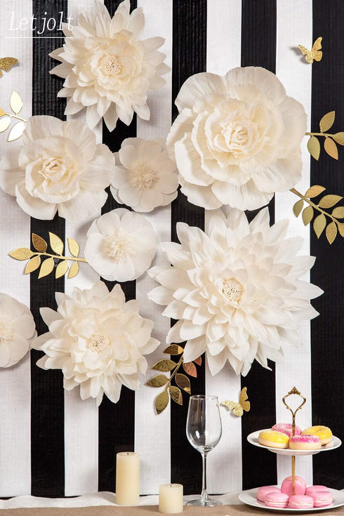 Paper Leaves Set Decor Flower Golden Decorations for Decals Family Tree Photo Wall Crafts Leaf Glitter Butterfly Baby Shower Backdrop Nursery 16pc...