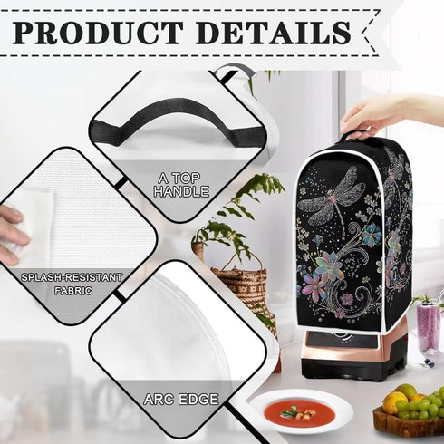 Floral Dragonfly Blender Cover Dust Protection Kitchen Appliance Covers Machine Washable Blender Dustproof Cover for Kitchen Home Decor...