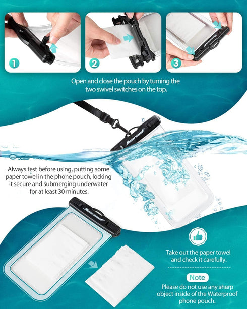 Hiearcool Waterproof Phone Pouch, Waterproof Phone Case, IPX8 Cellphone Dry Bag Compatible for iPhone 15 14 13 12 Pro Max Plus Cellphone Up to 8.3...
